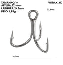 Anzóis triplos Vorax 3X reforçados aço carbono 50–100pçs