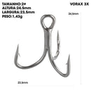 Anzóis triplos Vorax 3X reforçados aço carbono 50–100pçs