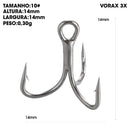 Anzóis triplos Vorax 3X reforçados aço carbono 50–100pçs