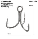 Anzóis triplos Vorax 3X reforçados aço carbono 50–100pçs