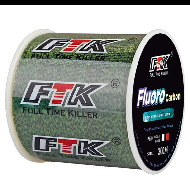 FTK Línea de Pesca Fluorocarbono 300m/500m Invisible Súper Resistente