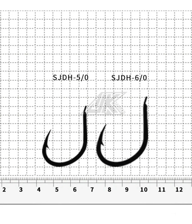 Anzóis JK Jigging 5/0 6/0 aço 3X 50pçs pesca profunda