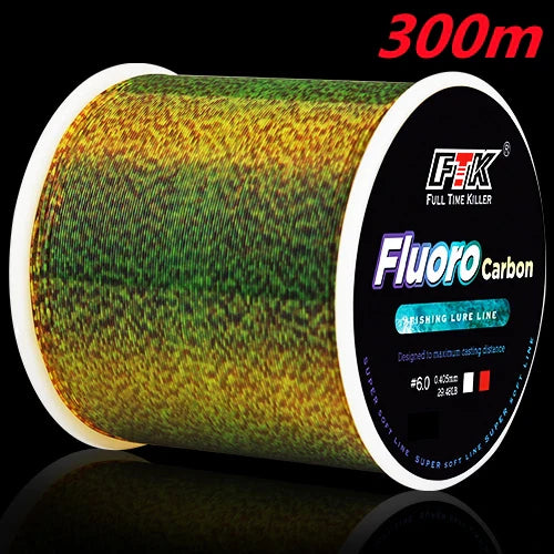 FTK Línea de Pesca Fluorocarbono 300m/500m Invisible Súper Resistente