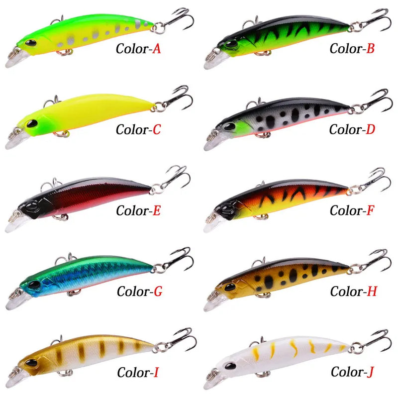 Kit iscas duras tipo minnow/crankbait com olhos 3D