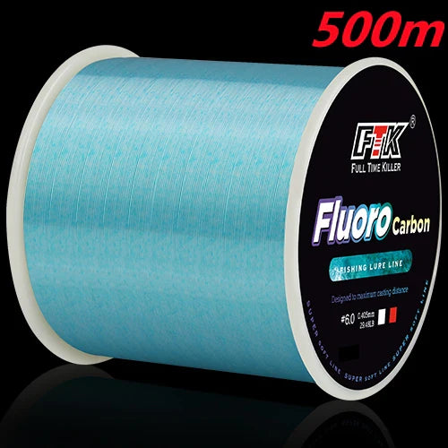 FTK Línea de Pesca Fluorocarbono 300m/500m Invisible Súper Resistente