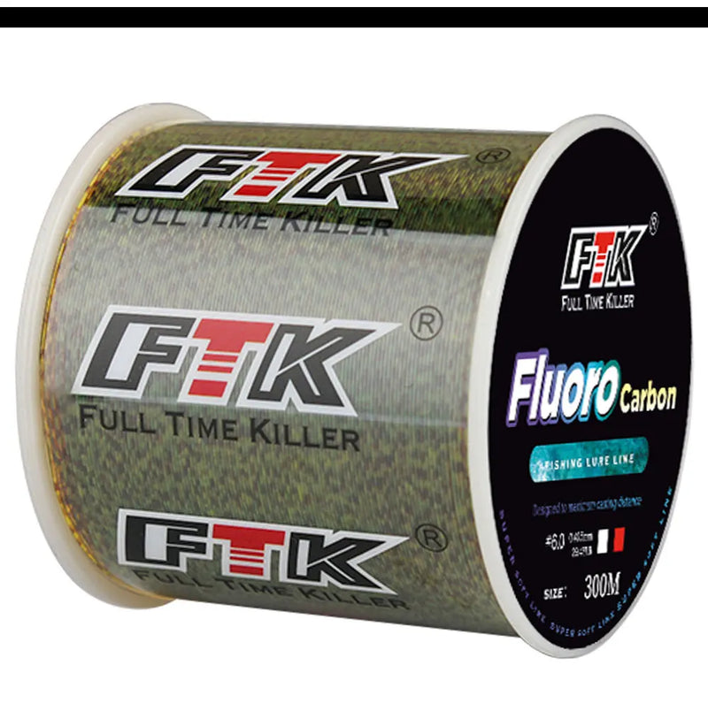 FTK Línea de Pesca Fluorocarbono 300m/500m Invisible Súper Resistente
