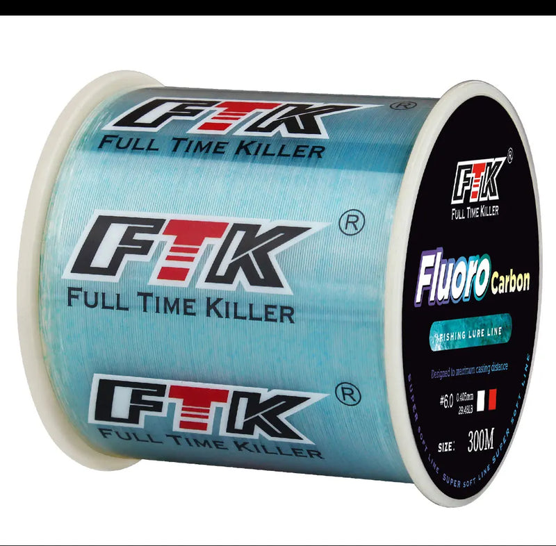 FTK Línea de Pesca Fluorocarbono 300m/500m Invisible Súper Resistente