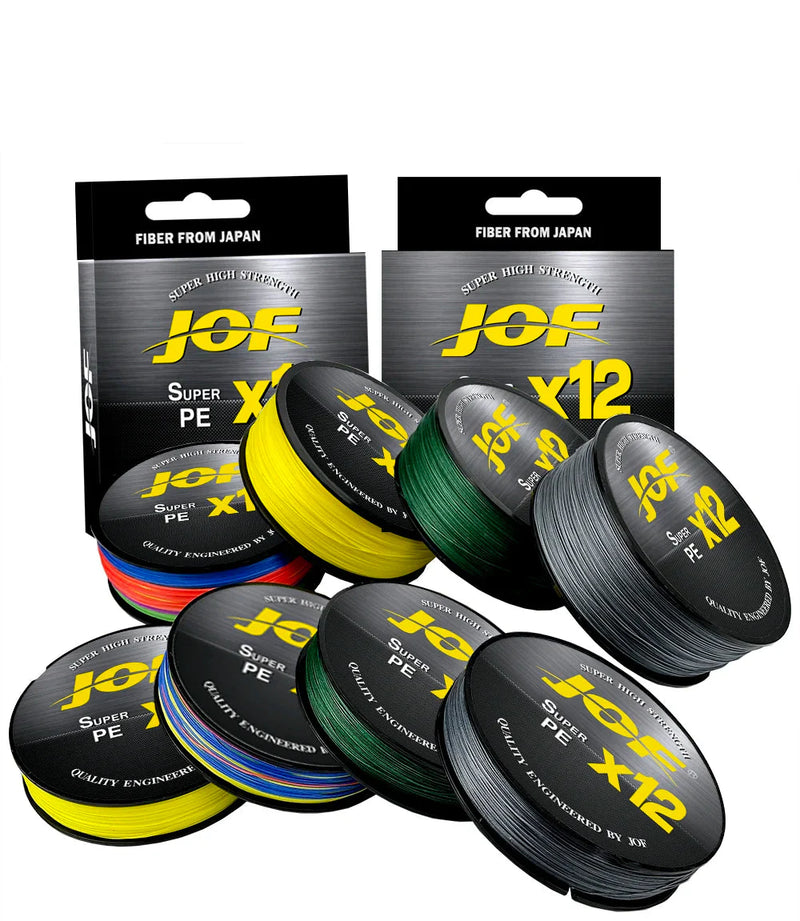 JOF Línea Trenzada 12 Hilos PE 100m-500m Súper Resistente 25-92LB