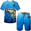 Conjunto Pesca 3D Camuflado Verão Camiseta + Short