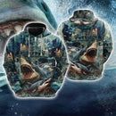 Moletom Harajuku Estampa Tubarão Unissex 3D Casual