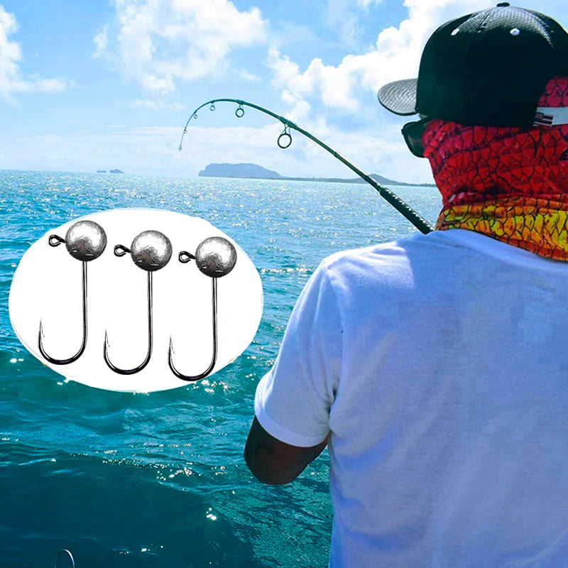 Ganchos Jig Head 10pçs 1–10g aço carbono cabeça redonda