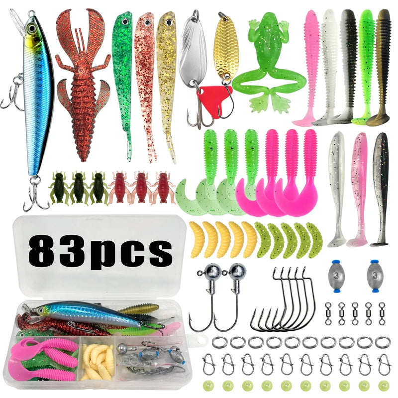 Kit pesca profissional 83–409 peças com caixa grande