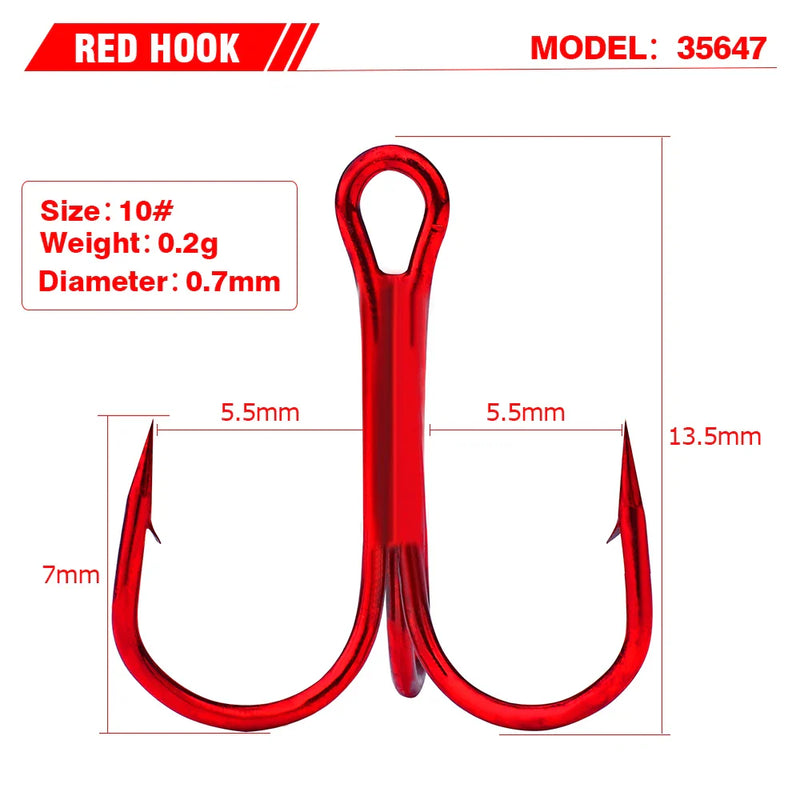Anzóis triplos PROBEROS 20pçs farpados aço carbono colorido