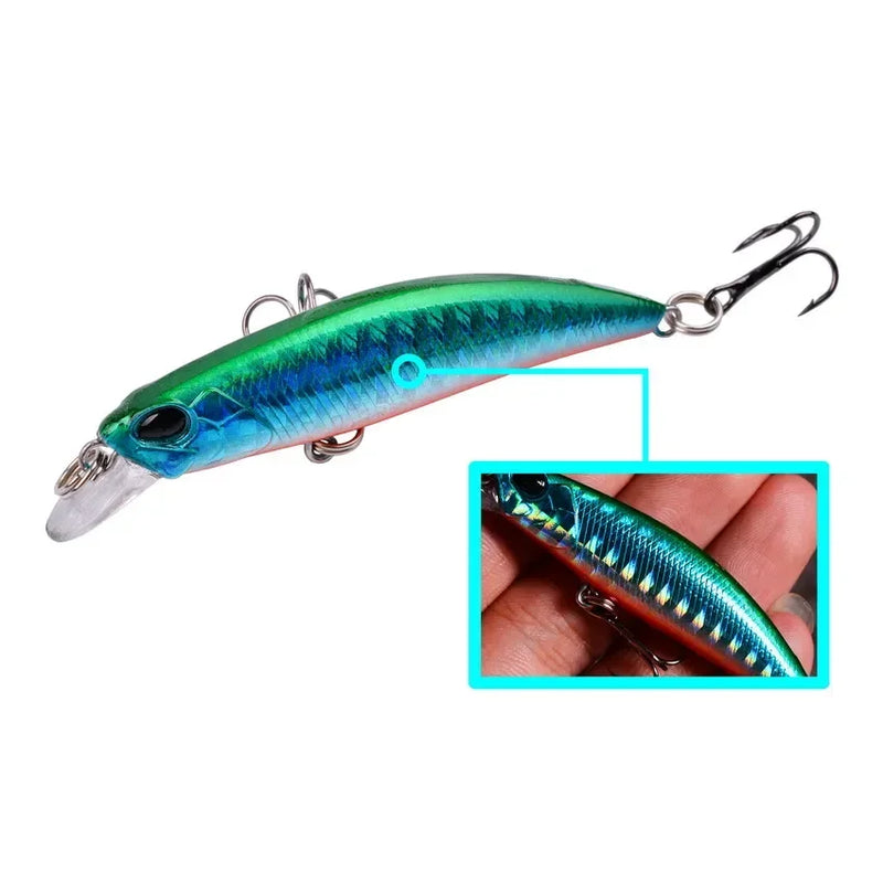 Kit iscas duras tipo minnow/crankbait com olhos 3D