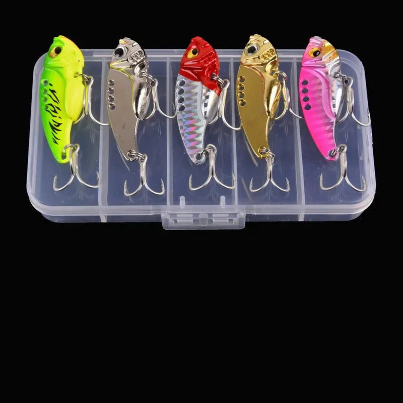 Kit 5 iscas metálicas VIB Aorace 3g–20g com estojo