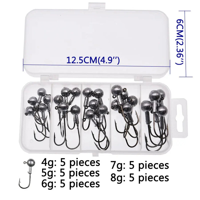 Anzóis Jig Head JYJ 1–3.5g cabeça colorida com caixa