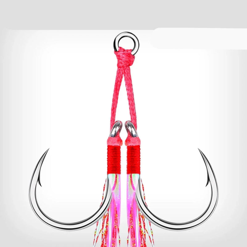 Ganchos duplos com plumas rosa 5 pares aço alto carbono