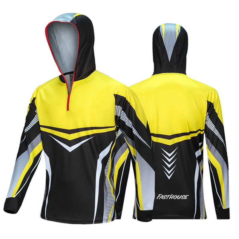 Camisa de Pesca com Capuz UV Secagem Rápida Verão