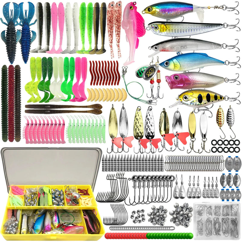 Kit pesca profissional 83–409 peças com caixa grande