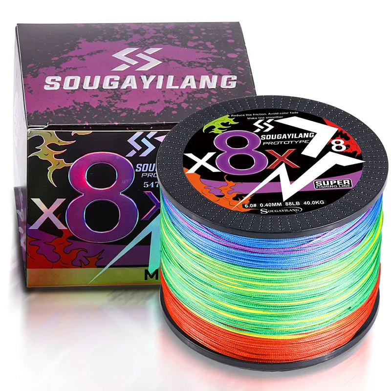 Sougayilang Línea Trenzada PE 8 Hilos 100m-500m 22-88LB Multifilamento