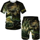 Conjunto Pesca 3D Camuflado Verão Camiseta + Short