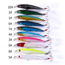 Kit 5/10 iscas minnow FFLYBG 9cm/8g olhos 3D