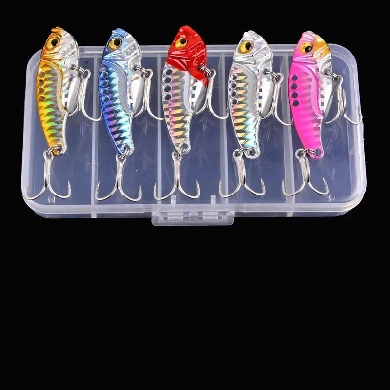 Kit 5 iscas metálicas VIB Aorace 3g–20g com estojo