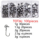 Kit MrLurion 100 anzóis Jig Head 1–3g aço carbono