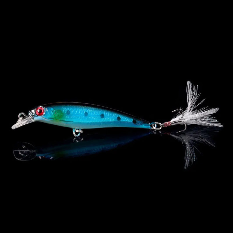 Kit 5/10 iscas minnow FFLYBG 9cm/8g olhos 3D