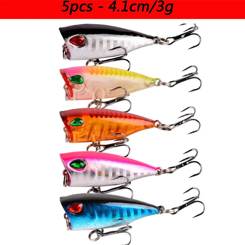Kit iscas duras tipo minnow/crankbait com olhos 3D