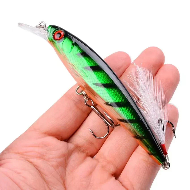Kit 5 iscas duras Minnow Aorace com olhos 3D