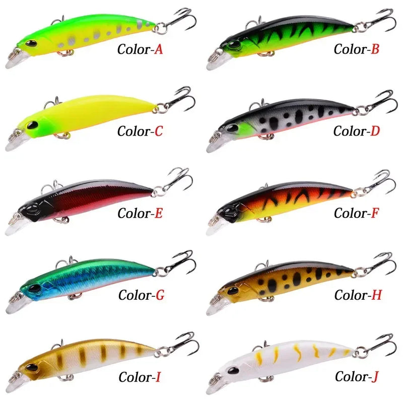 Kit iscas duras tipo minnow/crankbait com olhos 3D