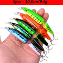 Kit iscas duras tipo minnow/crankbait com olhos 3D