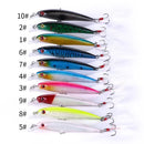 Kit 5/10 iscas minnow FFLYBG 9cm/8g olhos 3D