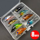 Kit 8 iscas flutuantes minnow topwater com estojo