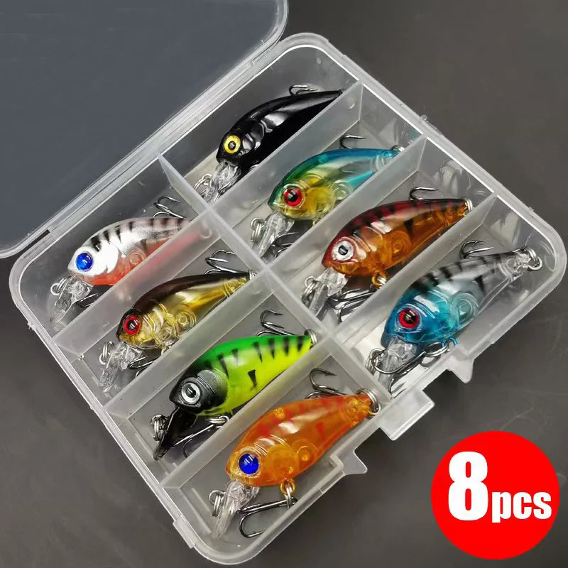 Kit 8 iscas flutuantes minnow topwater com estojo