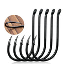 Anzóis 9KM círculo farpado aço carbono gelo/mar 50–100pçs