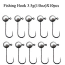 Ganchos Jig Head 10pçs 1–10g aço carbono cabeça redonda