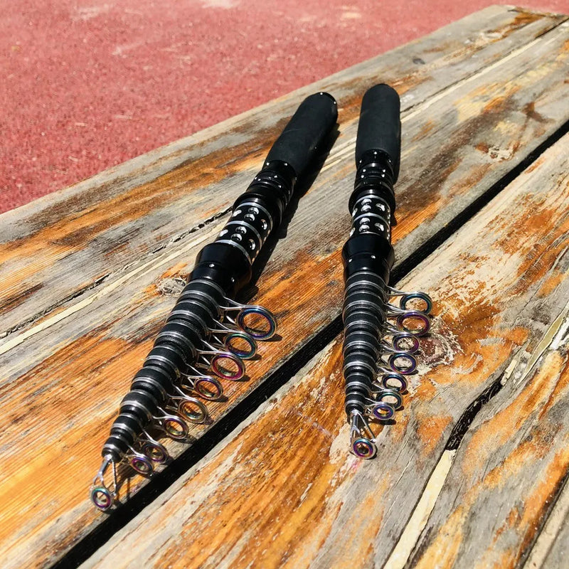 Vara telescópica 1.5–3.0m carbono leve p/ viagem