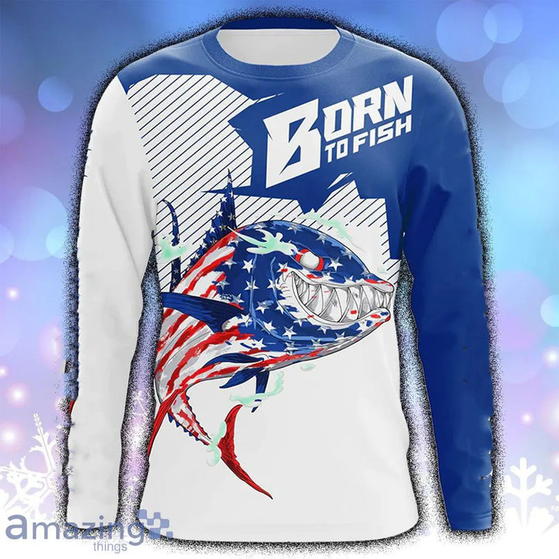 Camiseta 3D Manga Longa Pesca Streetwear Unissex