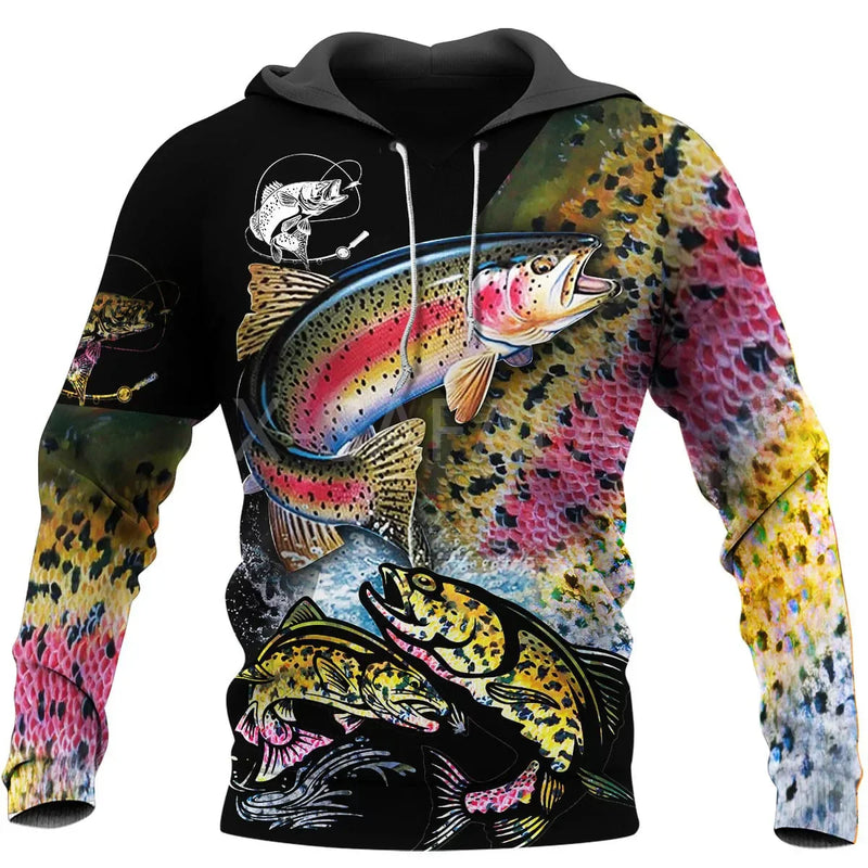 Moletom de Pesca Harajuku Unissex Casual Outono/Inverno