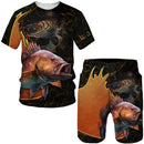 Conjunto Pesca 3D Camuflado Verão Camiseta + Short