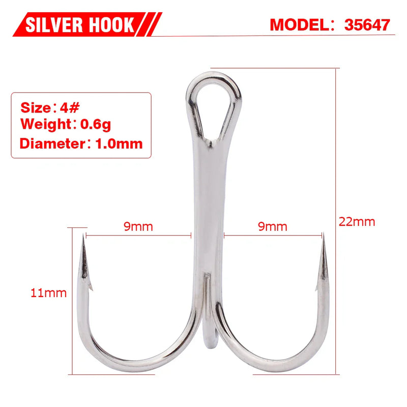 Anzóis triplos PROBEROS 20pçs farpados aço carbono colorido