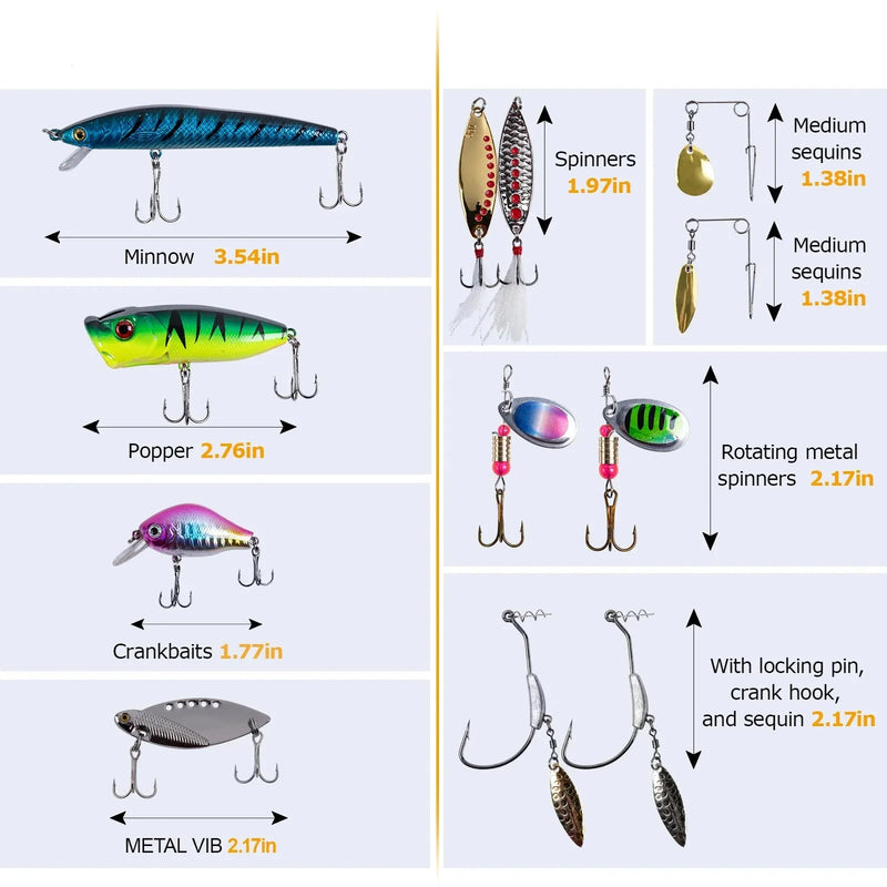 Kit Goture 450 peças com anzóis, iscas e caixa completa