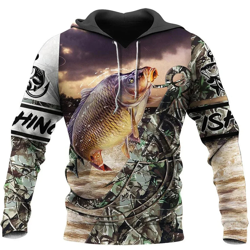 Moletom Hoodie Pesca Unissex 3D Harajuku Casual