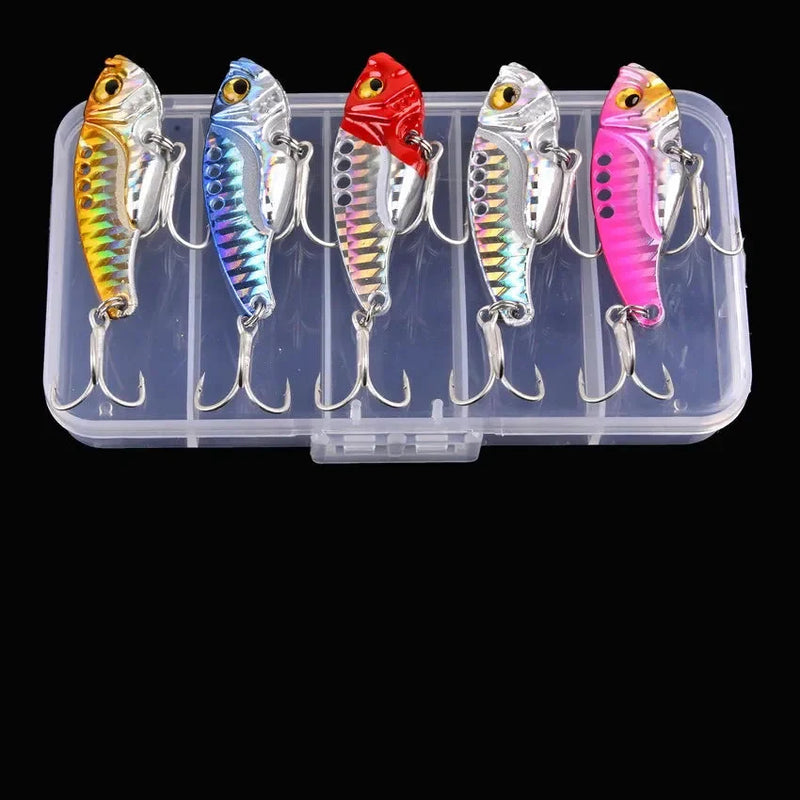 Kit 5 iscas metálicas VIB Aorace 3g–20g com estojo