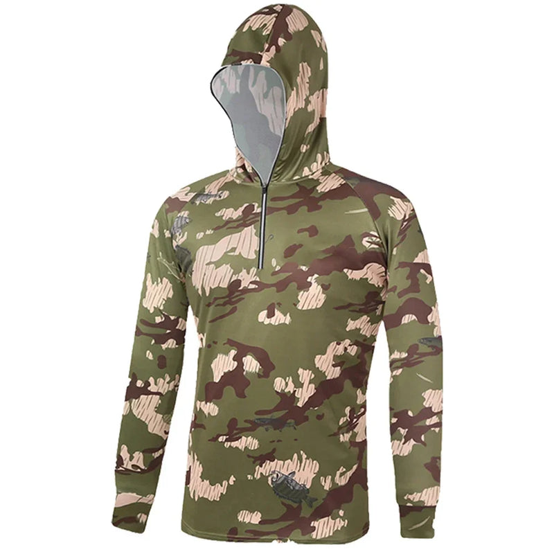 Camisa de Pesca com Capuz Anti-UV Respirável Leve