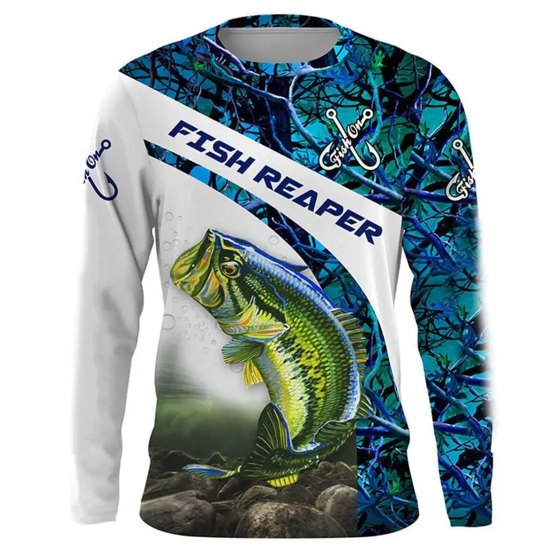 Camiseta 3D Manga Longa Pesca Streetwear Unissex