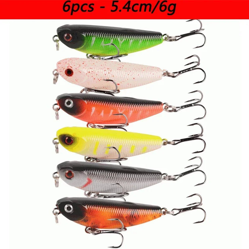 Kit iscas duras tipo minnow/crankbait com olhos 3D