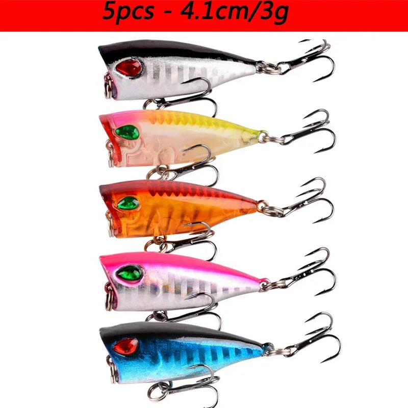 Kit iscas duras tipo minnow/crankbait com olhos 3D